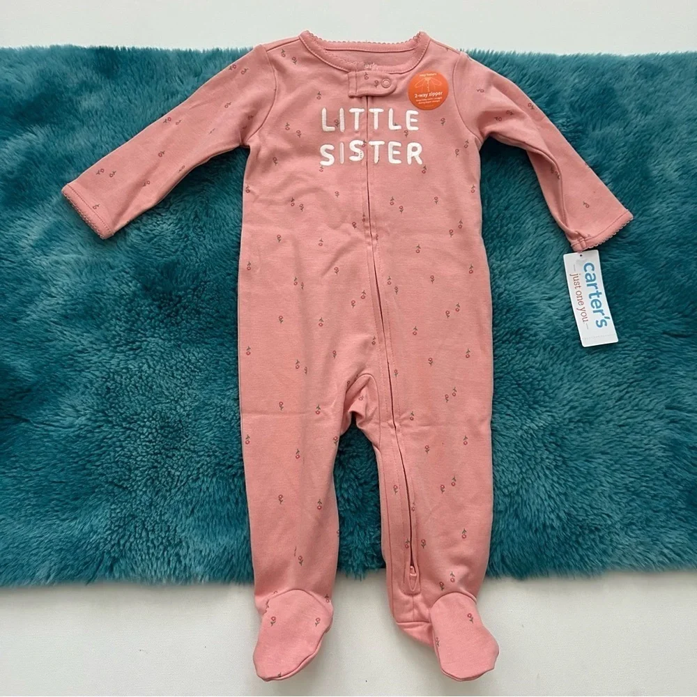 Carter's Pink 'Little Sister' Floral Footie